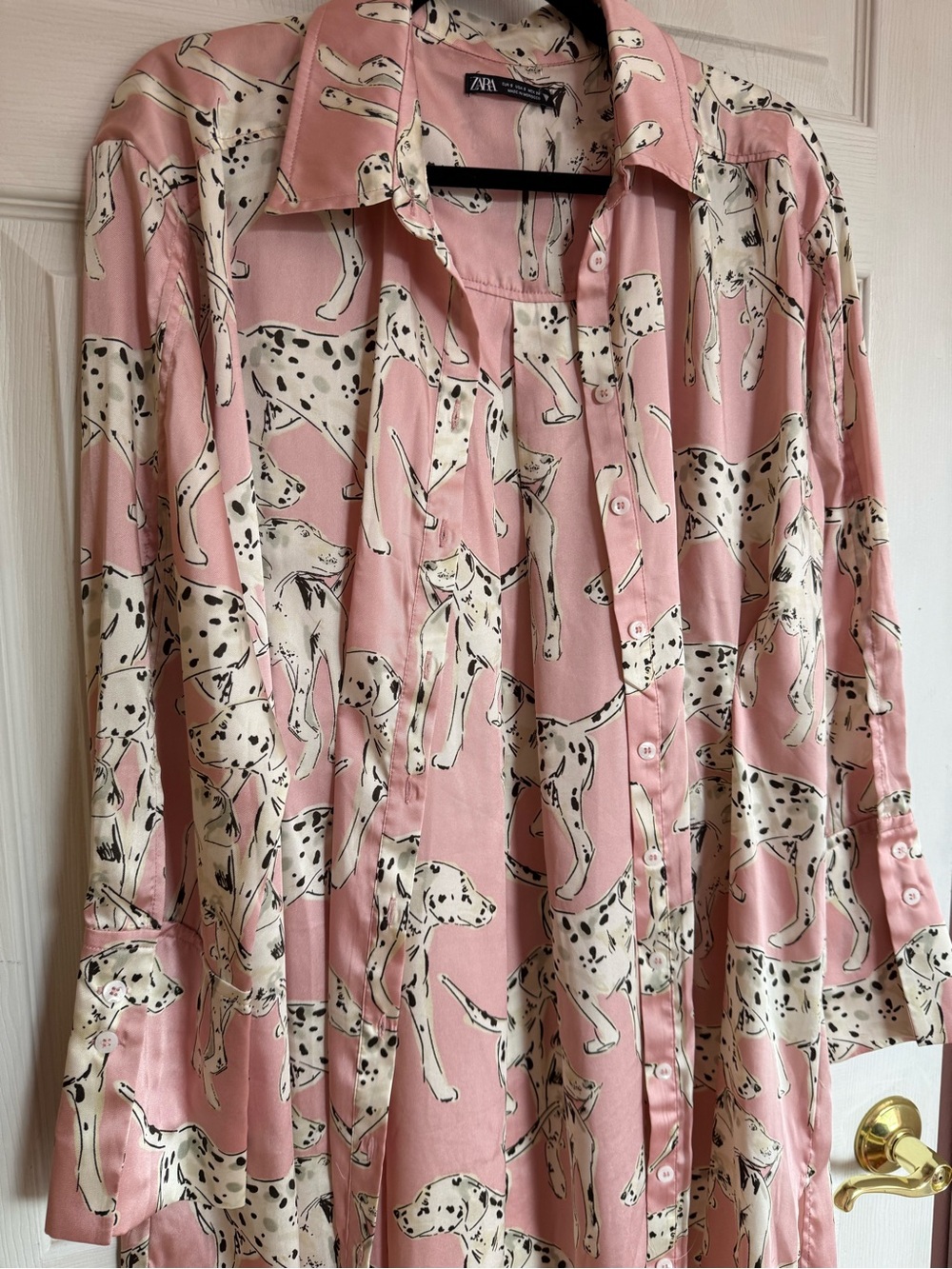 Zara Pink Dalmatian Button-Down housecoat